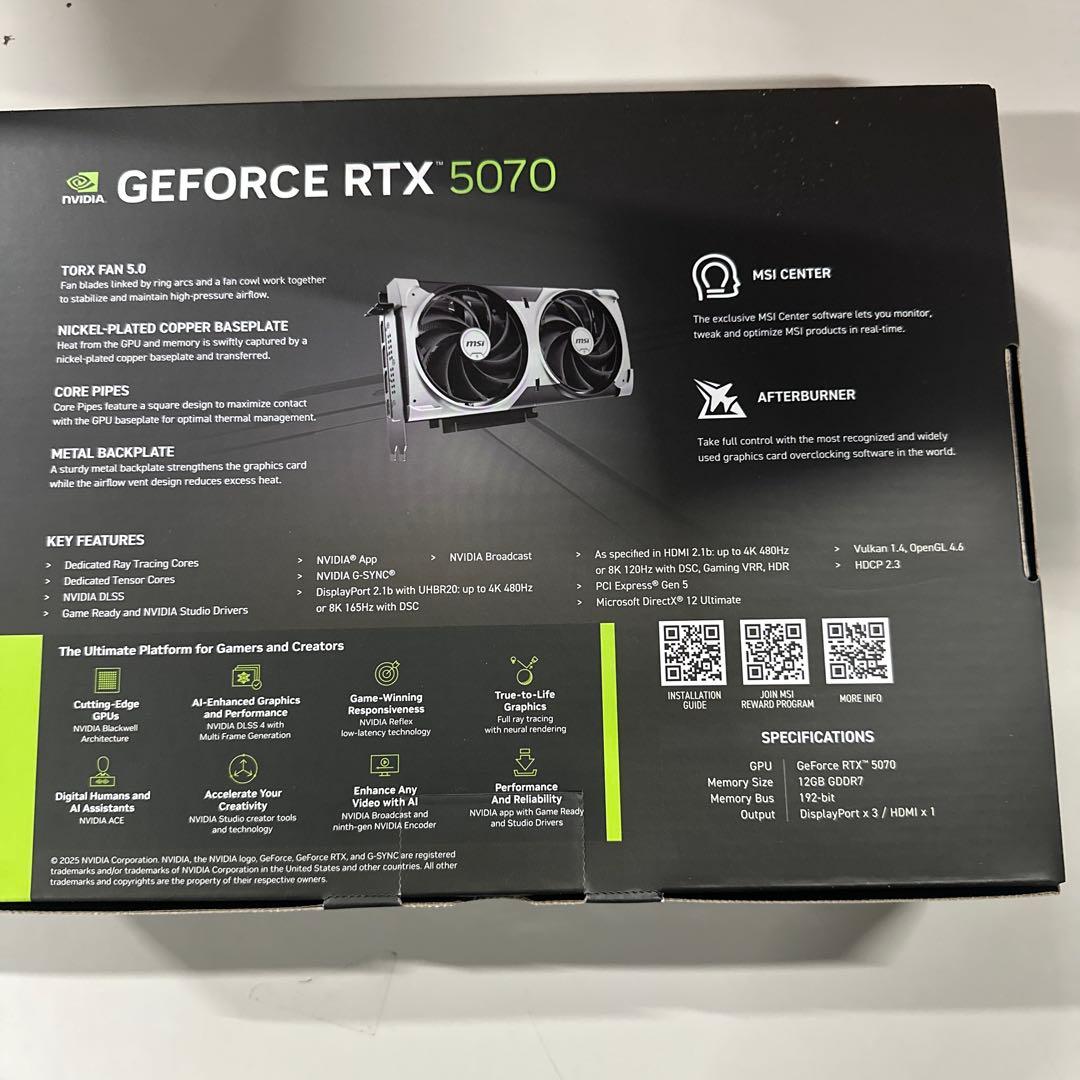 新品　GeForce RTX 5070 12G VENTUS 2X OC