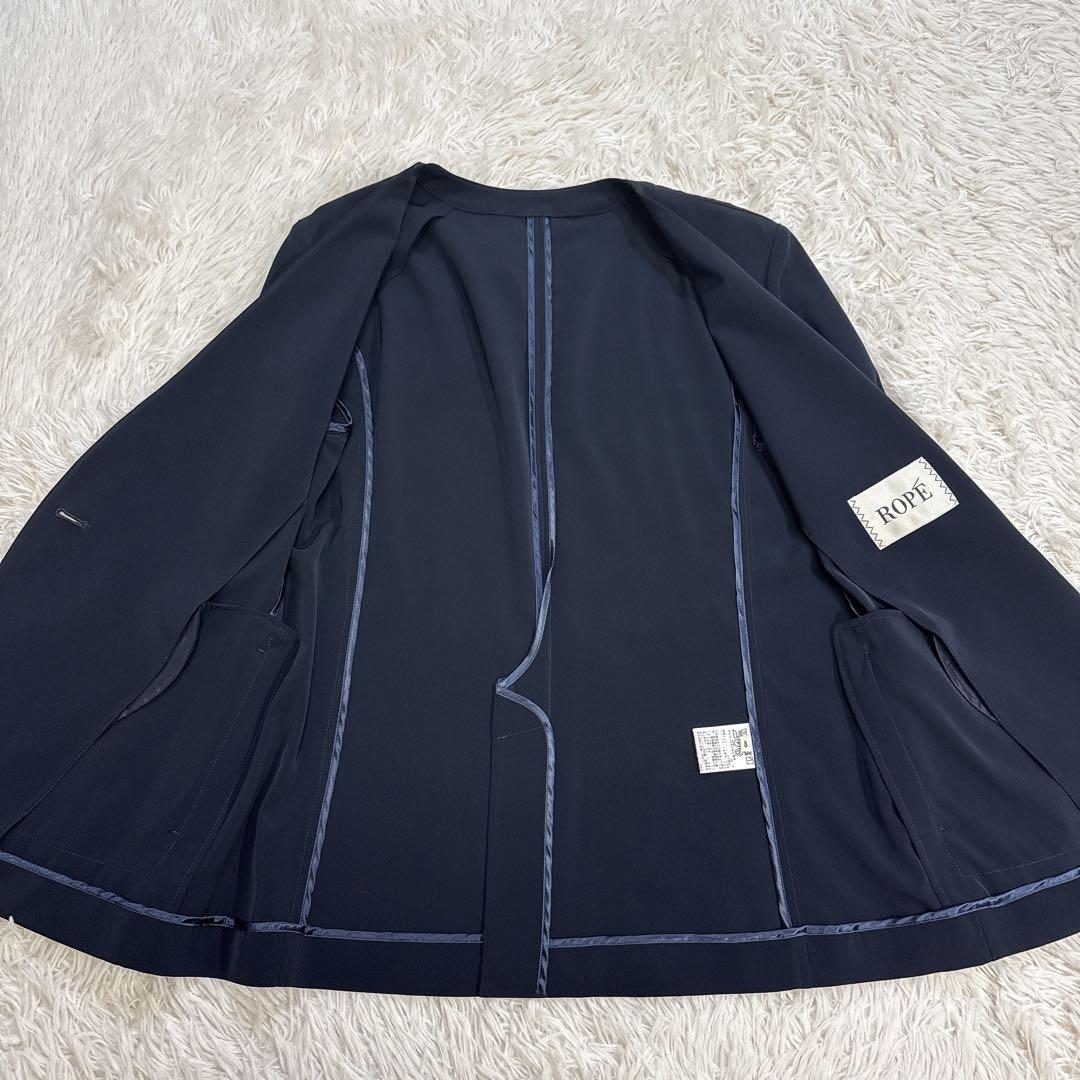 【極美品】ROPE ロペ スーツ ノーカラー ネイビー 金ボタン 40