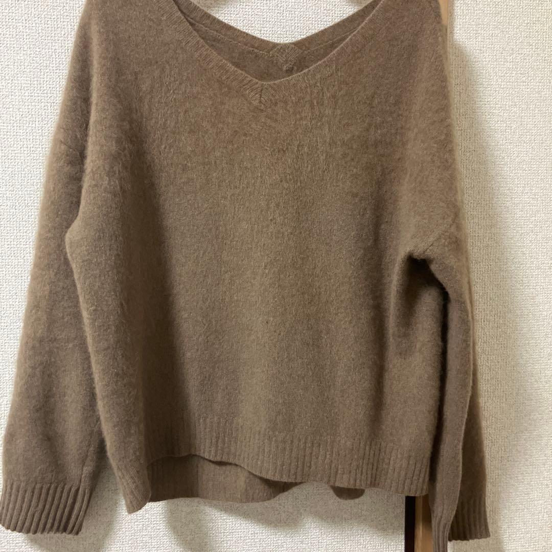 anuansラクーンVネックニットプルオーバー （BROWN）