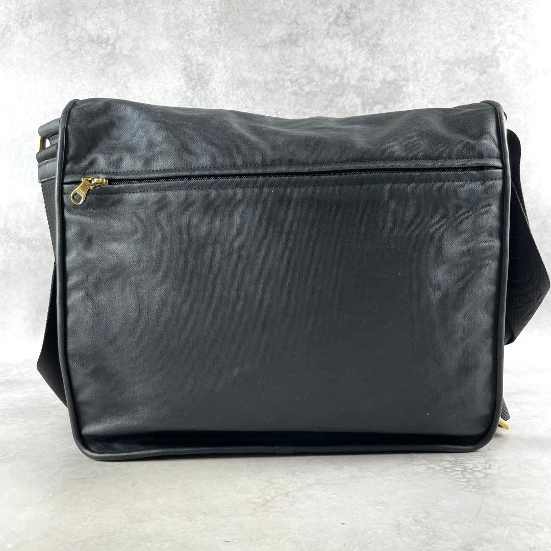 美品✨ ロエベ LOEWE ショルダーバッグ メッセンジャー ロゴ紐 ブラック