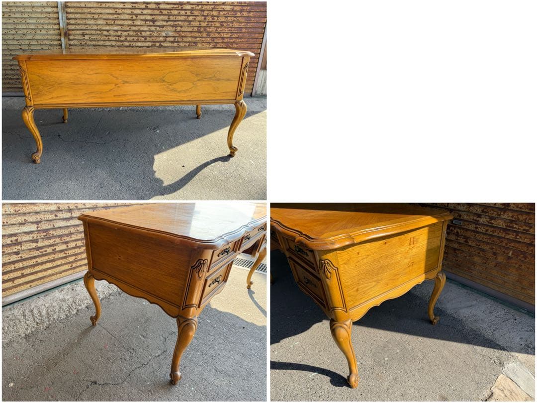 【O-1890】ロココ調 テーブル 机 デスク 書斎 アンティーク