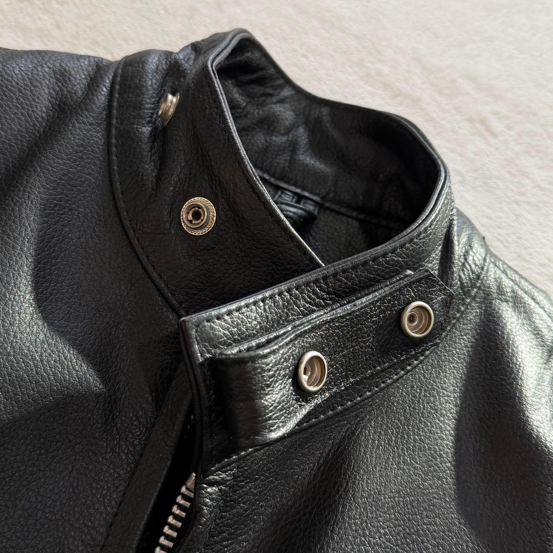 AXEL シングルライダースジャケット　キルティング　牛革　黒　大きいサイズ