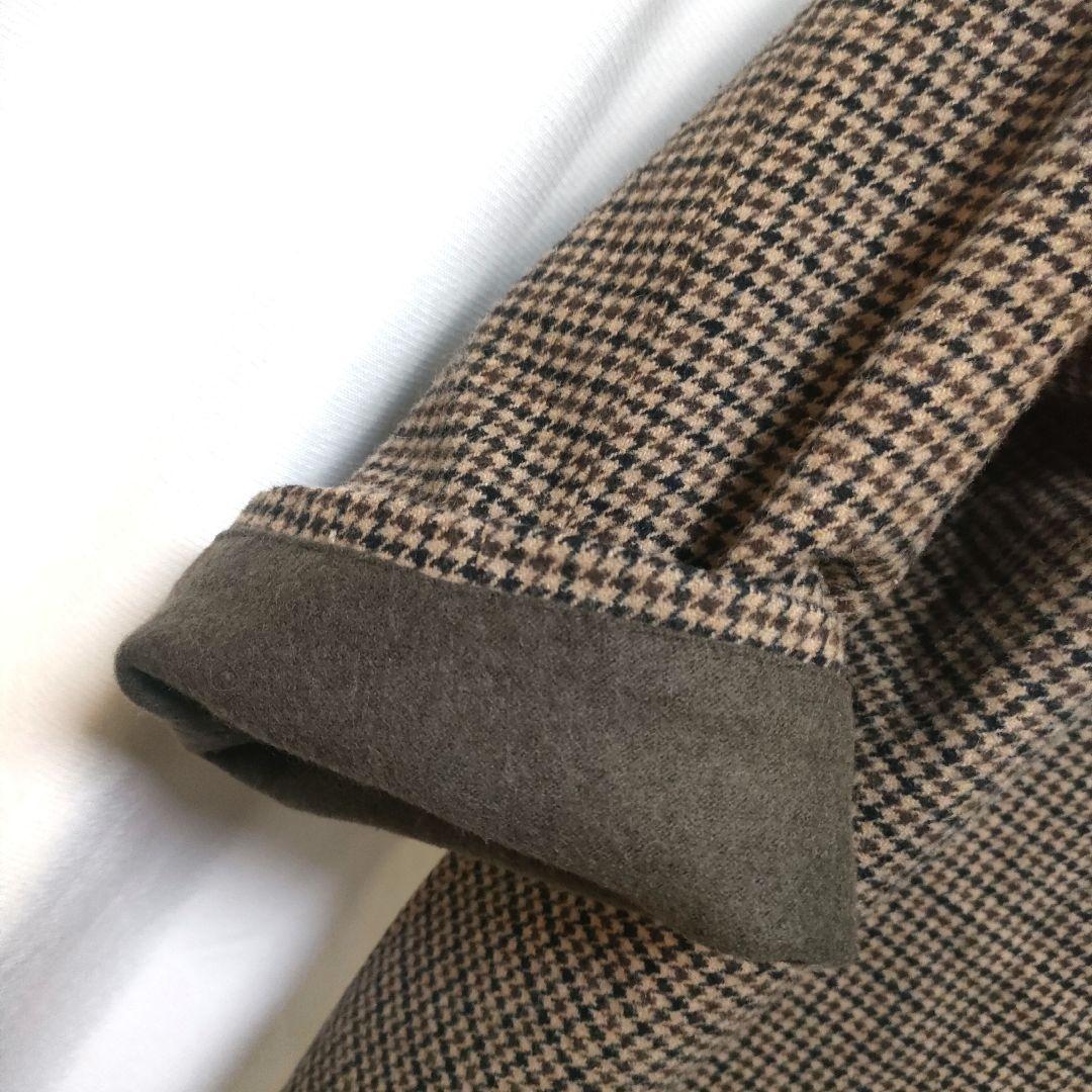 【美品】Eaphi エフィ ノーカラー ウール チェックコート