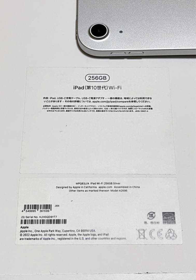 Apple iPad 10 （第10世代）シルバー 256GB Wi-Fiモデル