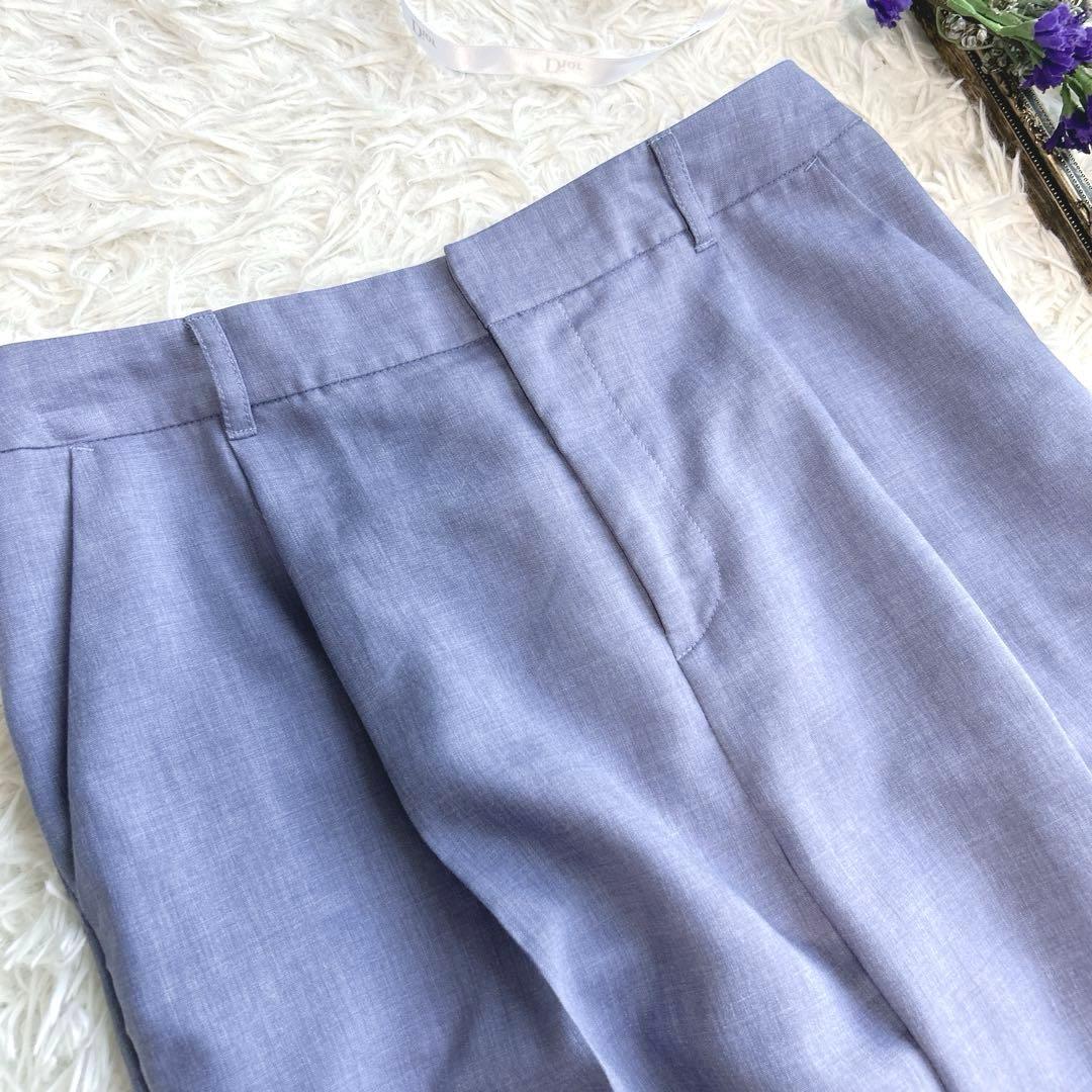 美品✨洗える☆インディヴィ　ノーカラー＆パンツセットアップ　38 M リネン