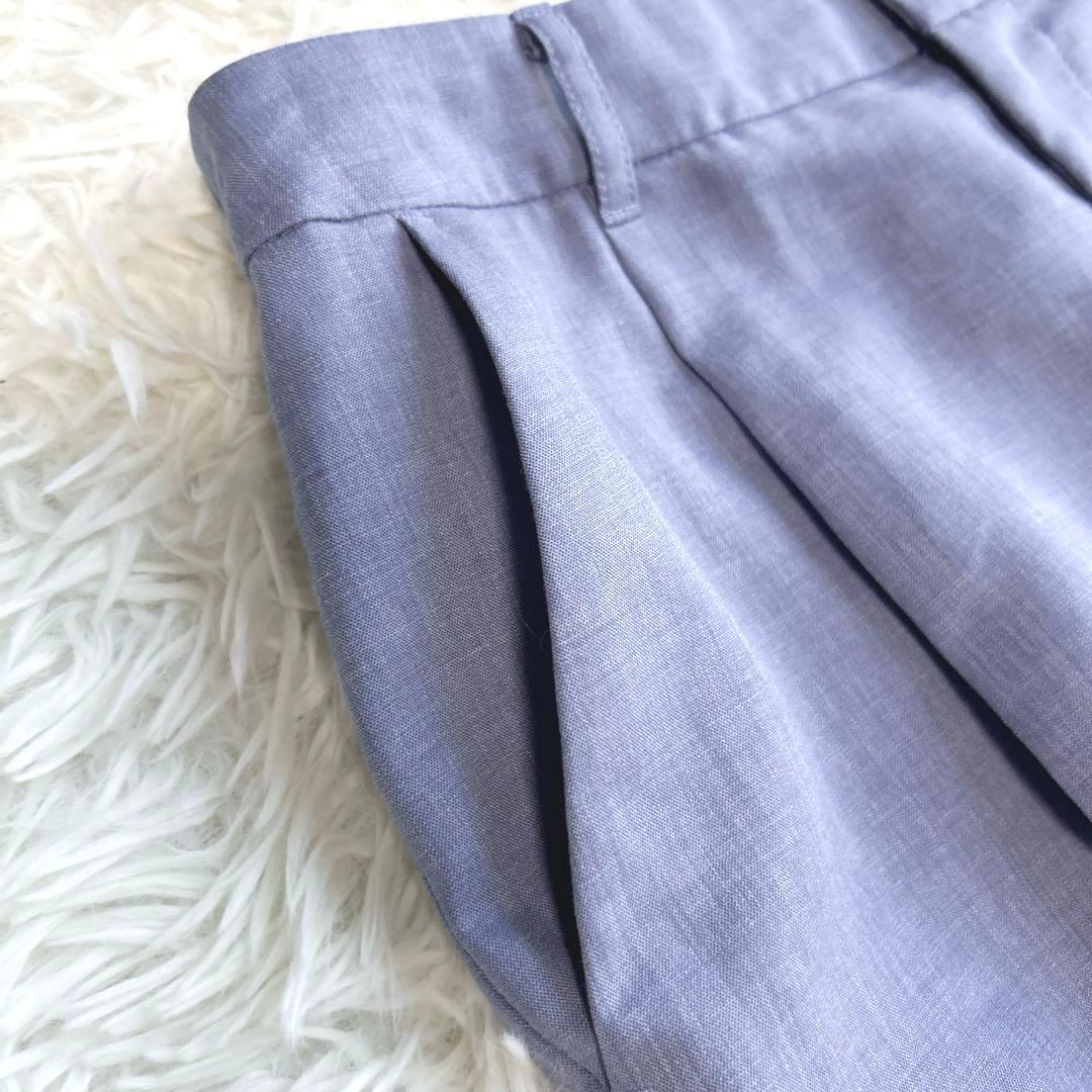 美品✨洗える☆インディヴィ　ノーカラー＆パンツセットアップ　38 M リネン