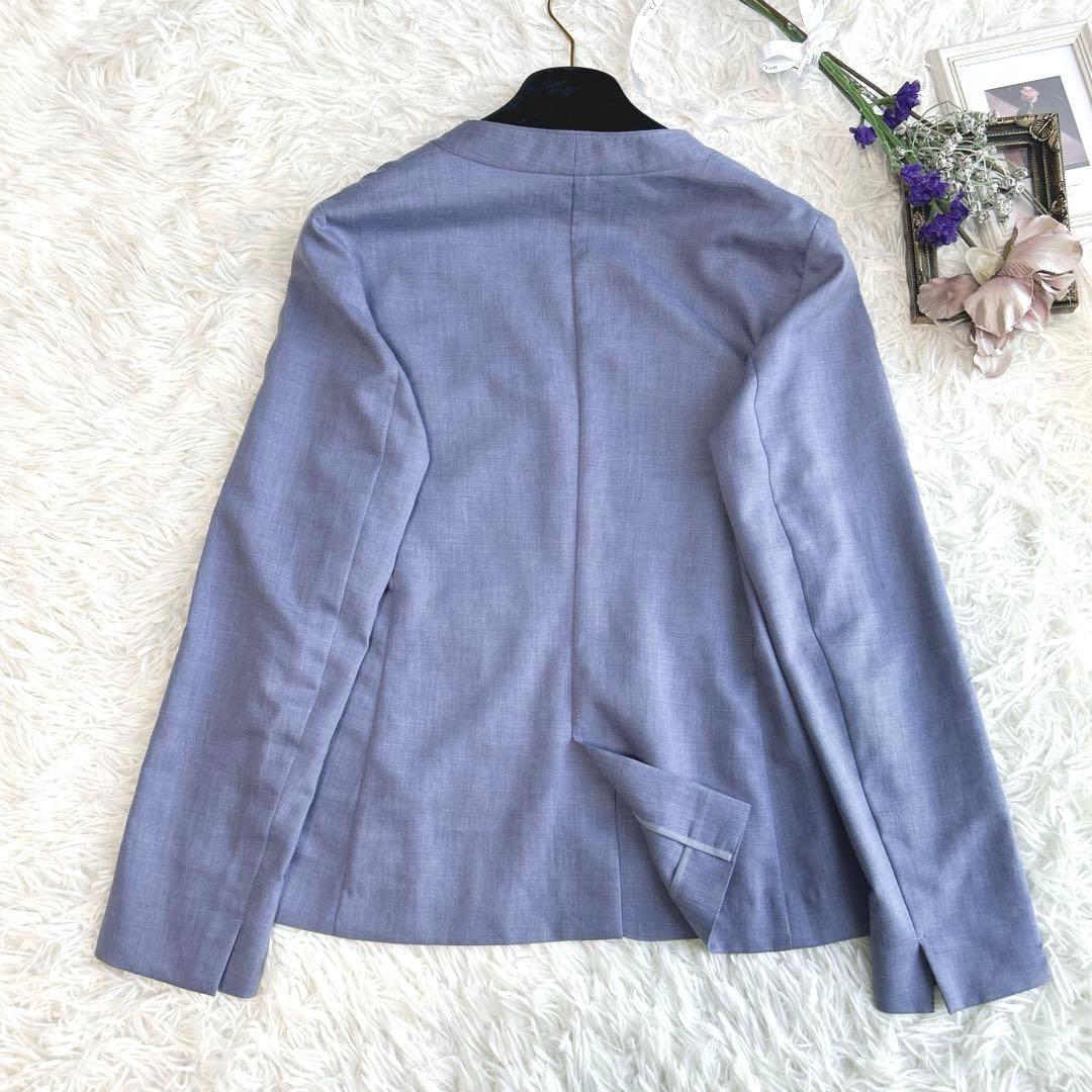 美品✨洗える☆インディヴィ　ノーカラー＆パンツセットアップ　38 M リネン