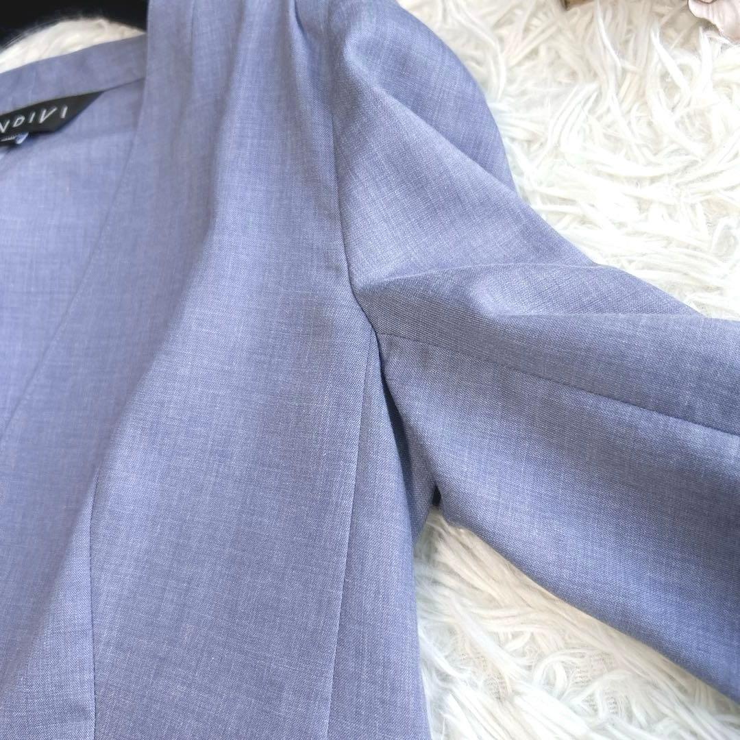 美品✨洗える☆インディヴィ　ノーカラー＆パンツセットアップ　38 M リネン