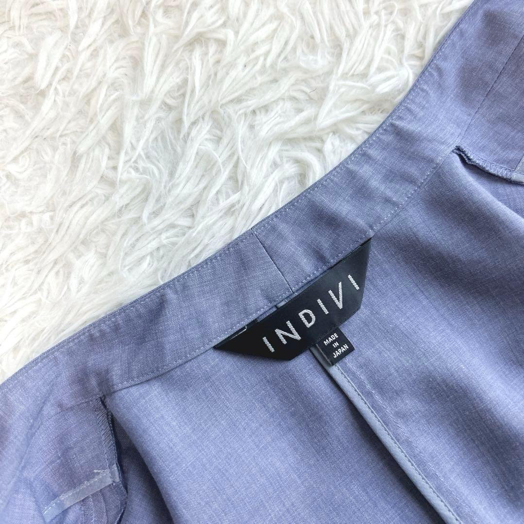 美品✨洗える☆インディヴィ　ノーカラー＆パンツセットアップ　38 M リネン