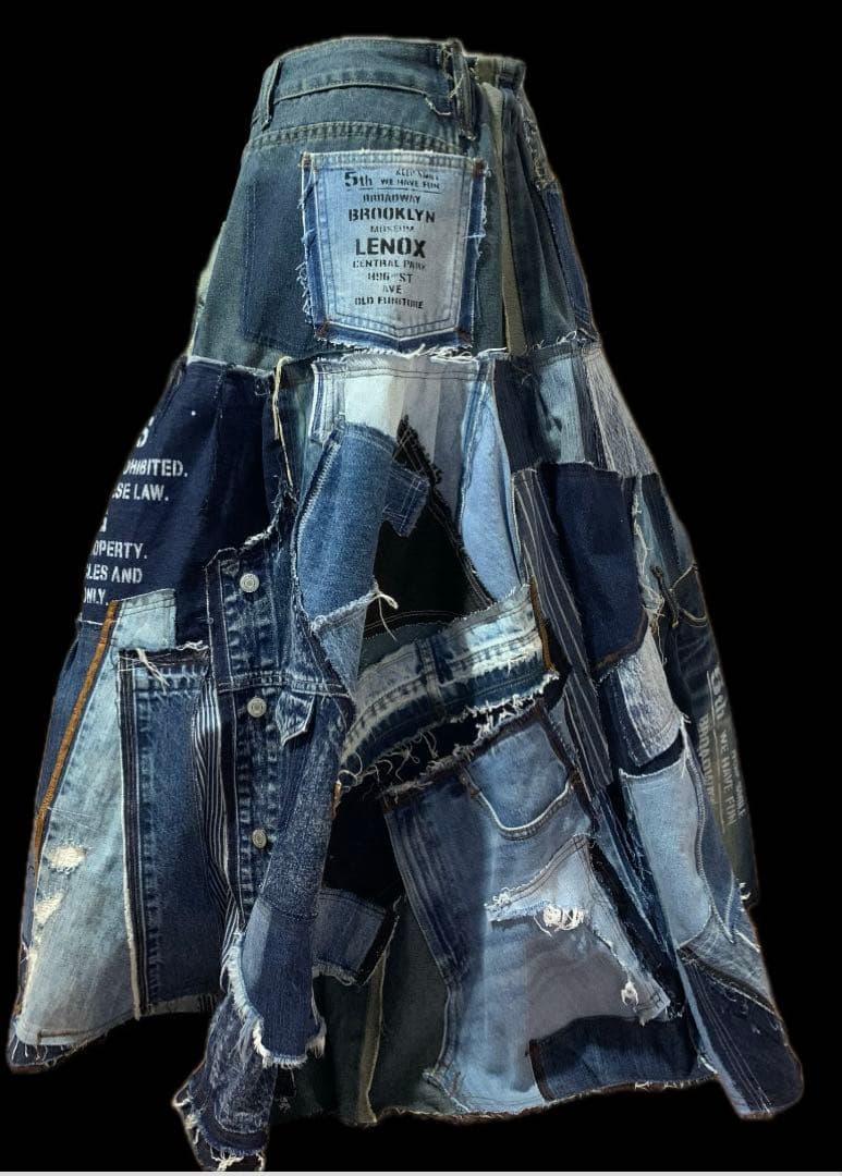 デニムリメイク★ふんだん細々パッチワークsk♡