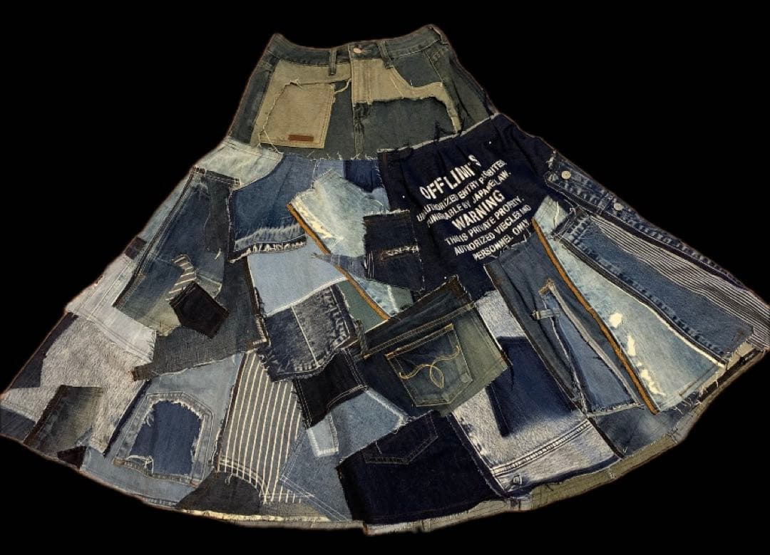 デニムリメイク★ふんだん細々パッチワークsk♡