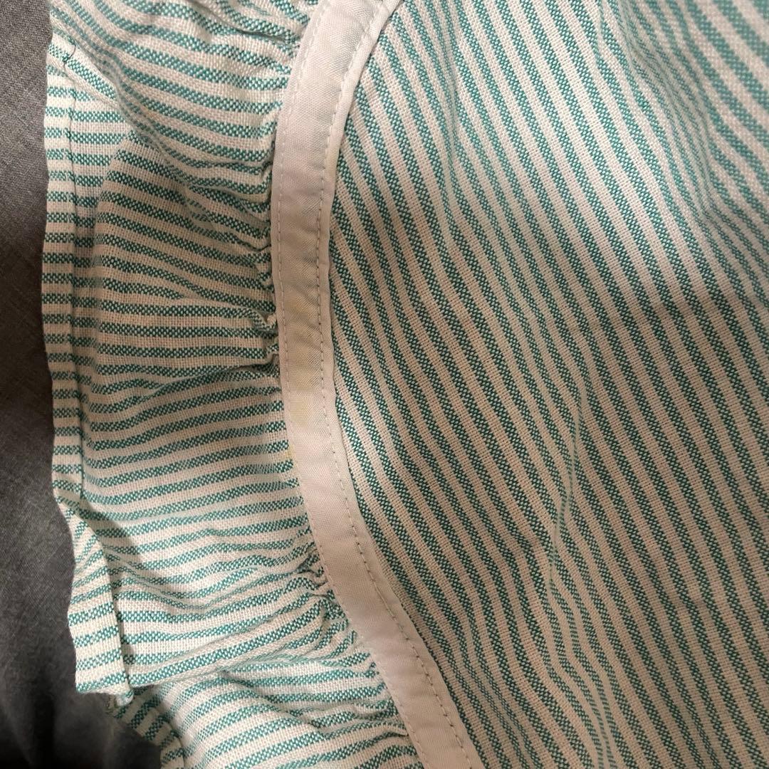 【ビンテージ】Ralph Lauranフリル付きエプロン 水色ストライプ