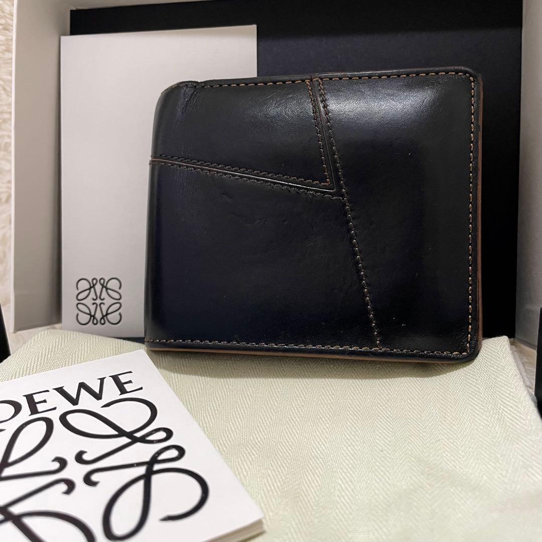 箱付き LOEWE ロエベ パズル バイフォールド 二つ折り財布 ブラック