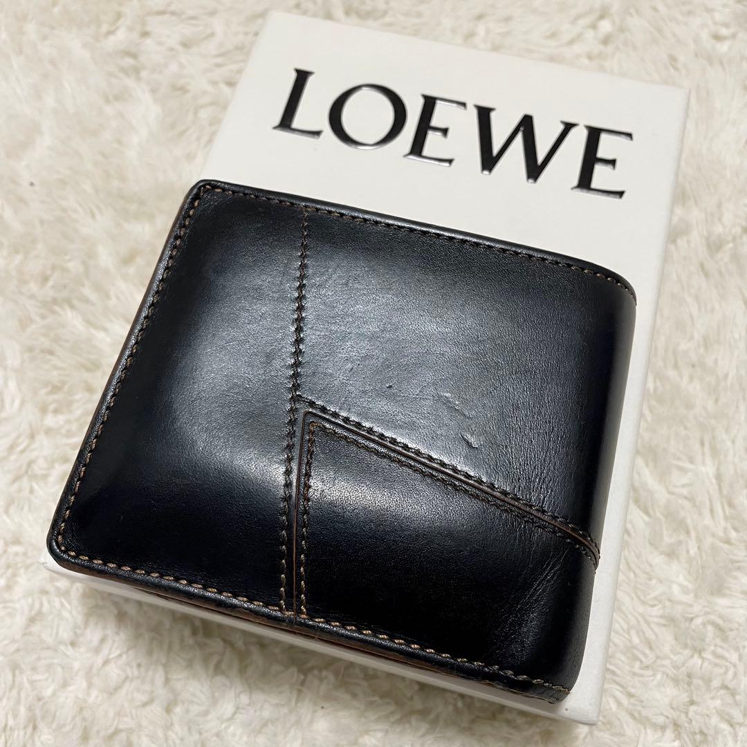 箱付き LOEWE ロエベ パズル バイフォールド 二つ折り財布 ブラック