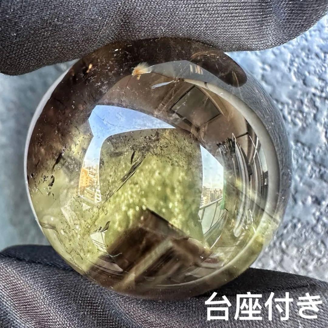 【開運 魔除】絶品❗️レインボー煙水晶スモーキーシトリン丸玉☆ファントムA1172