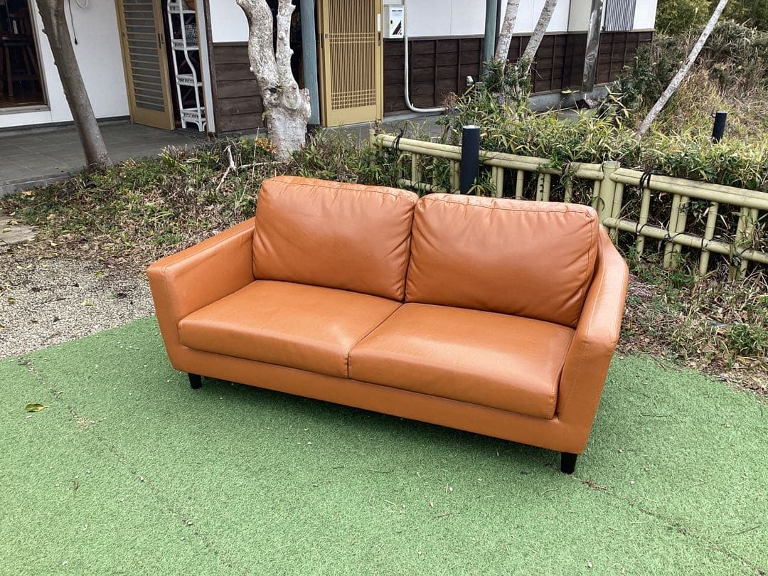 キャメル　2人掛け　ソファ　美品　椅子