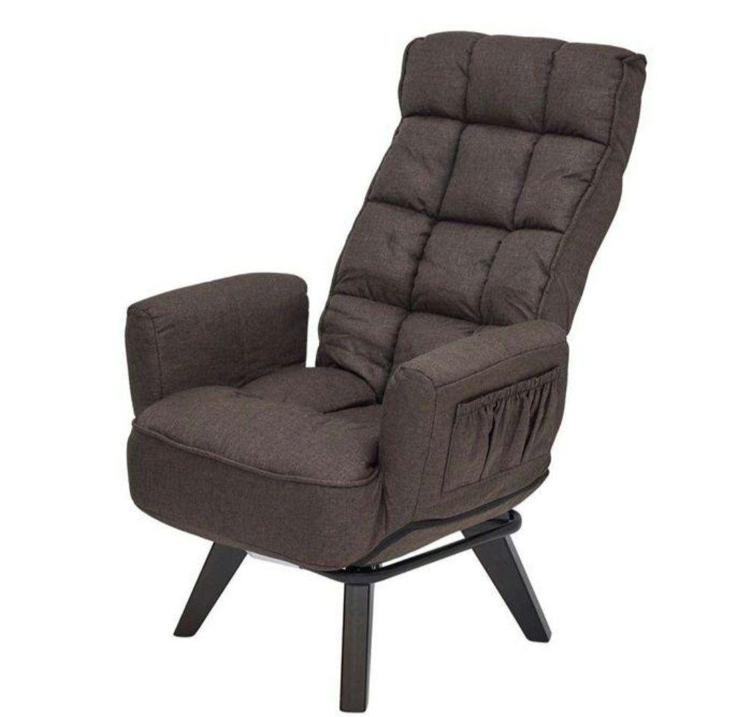 回転肘付きコイルスプリング高座椅子サイドポケットつき