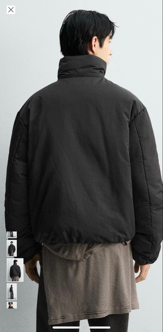 ZARA 撥水加工パフジャケット ブラック S (MEX 38)