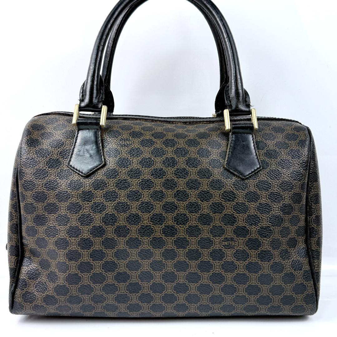 CELINE ミニボストンバッグ トリオンフ 黒 マカダム ハンドバッグ