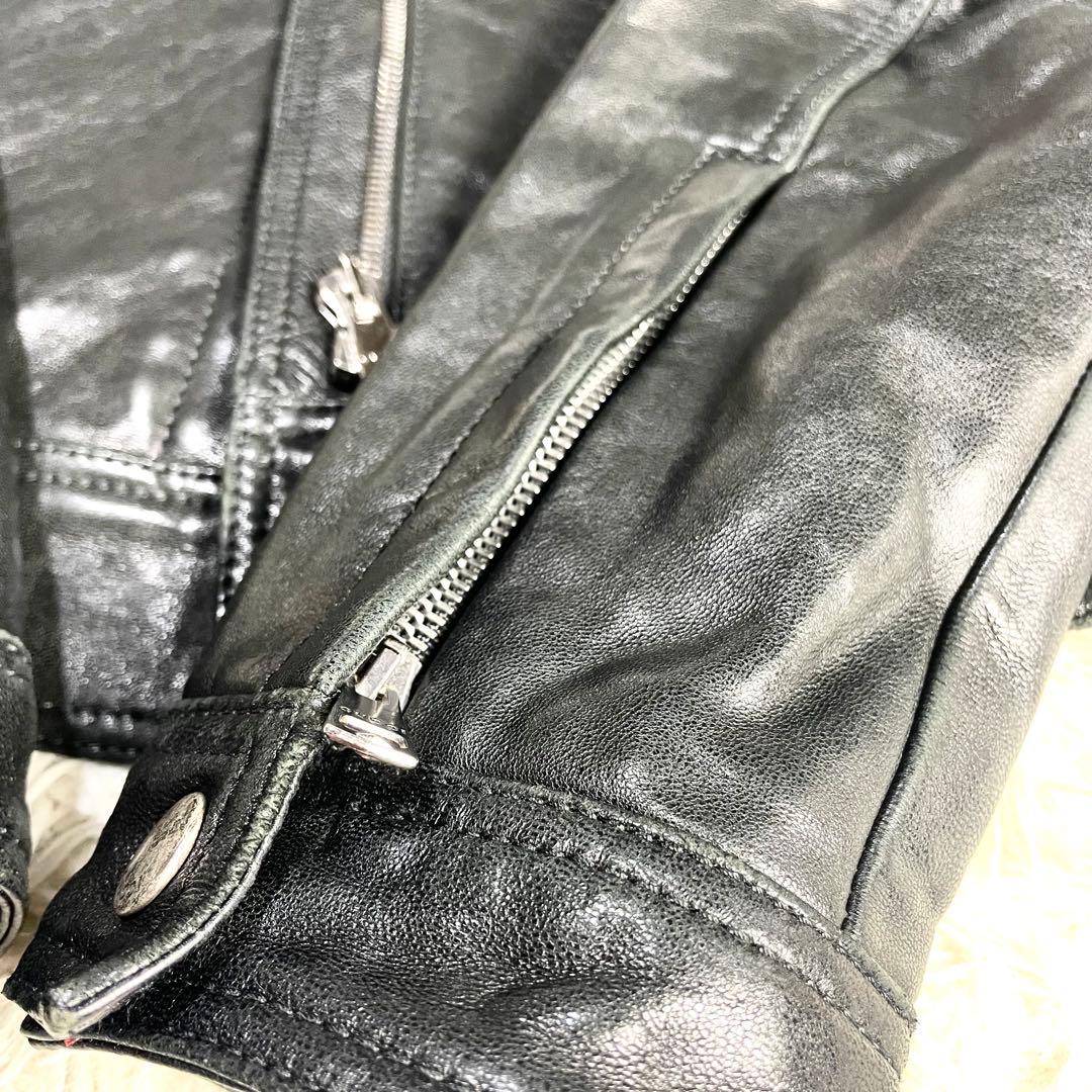 グッチ　GUCCI ラムレザージャケット　ブラック　黒　裏生地　赤　レッド