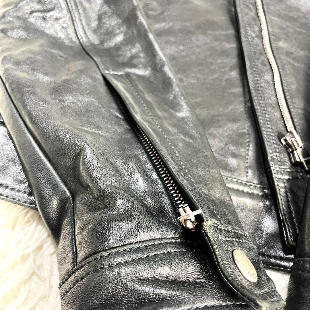 グッチ　GUCCI ラムレザージャケット　ブラック　黒　裏生地　赤　レッド