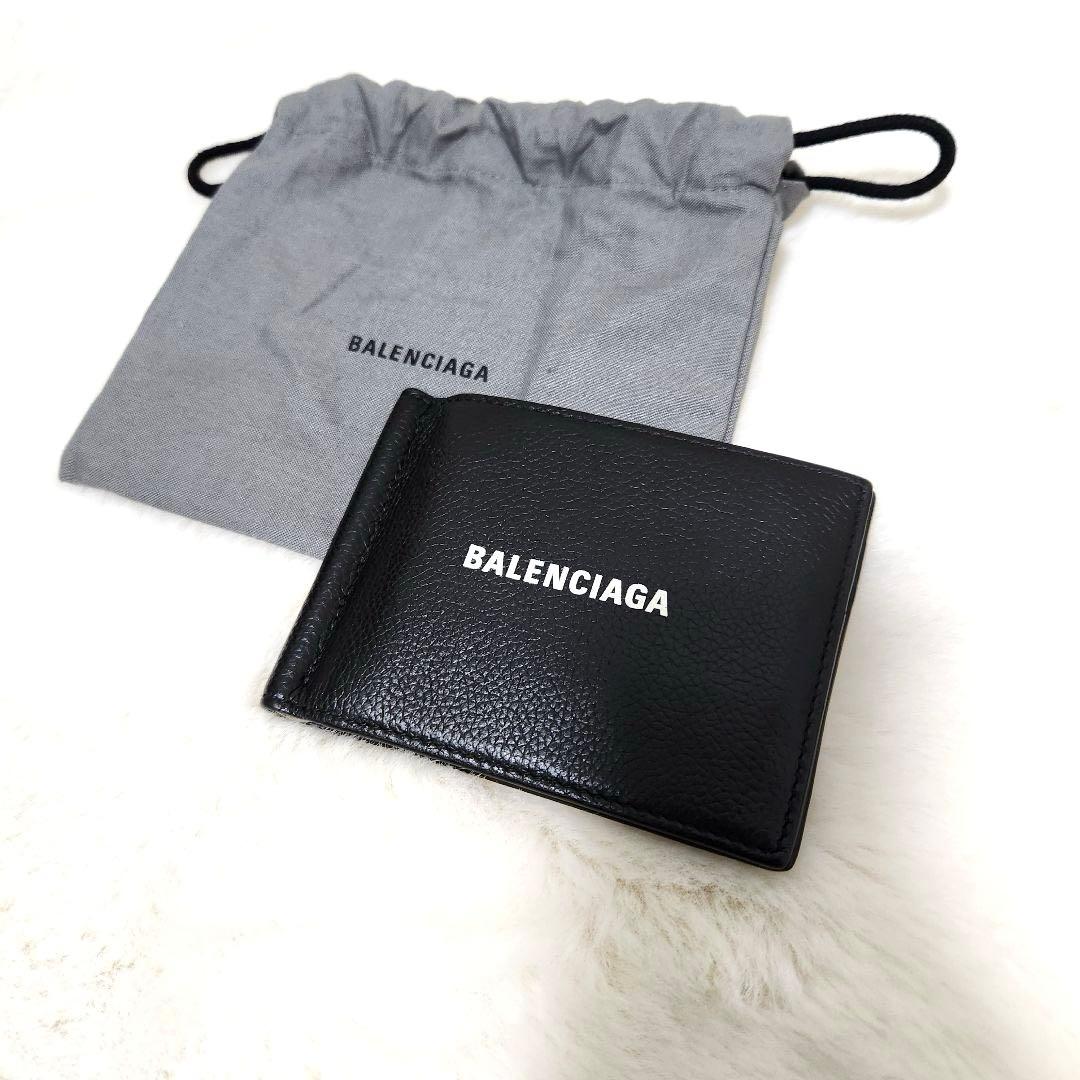 ✨極美品✨バレンシアガ　マネークリップ　ブラック　レザー　二つ折り