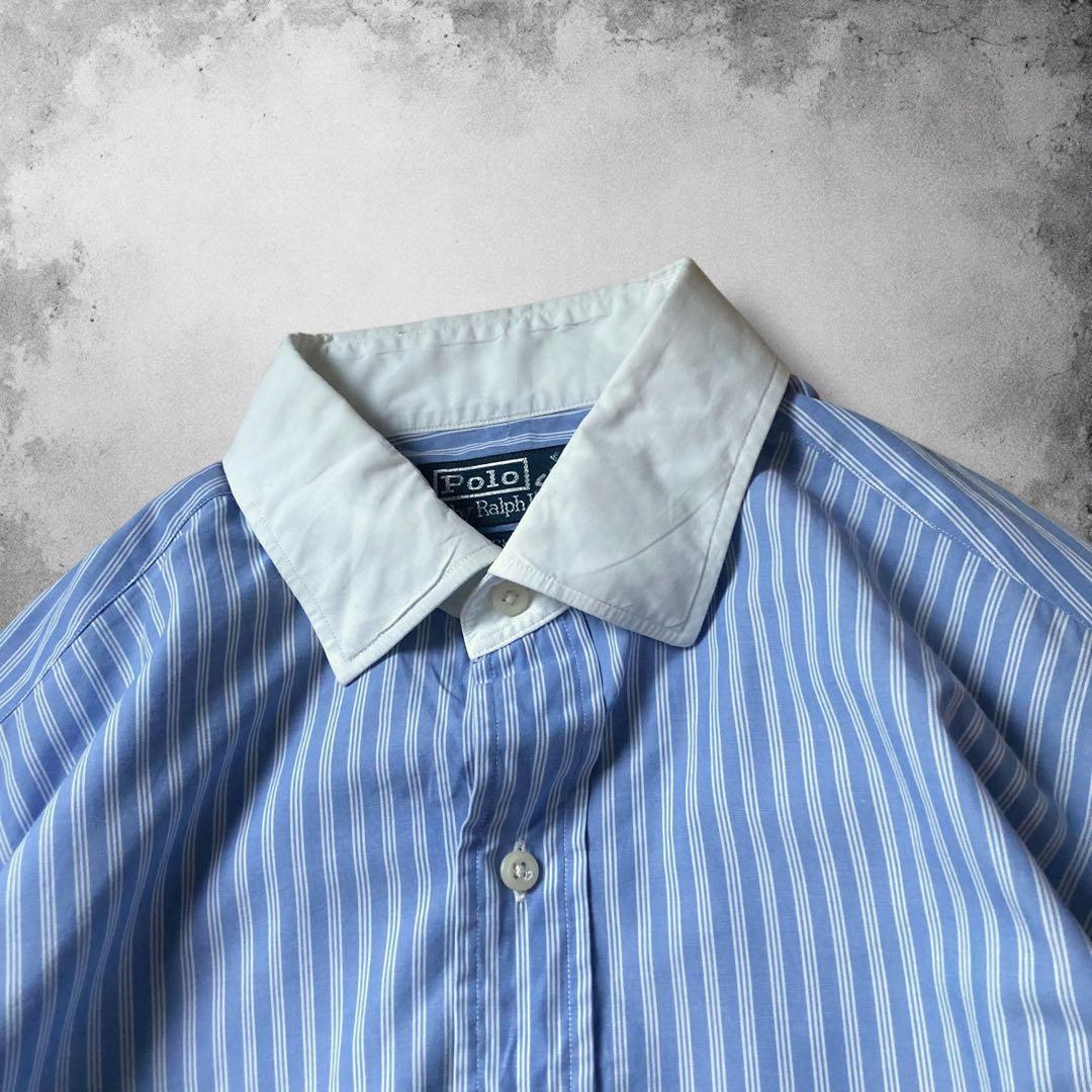 【専用】90s香港製 RalphLauren クレリックシャツ ブルーストライプ
