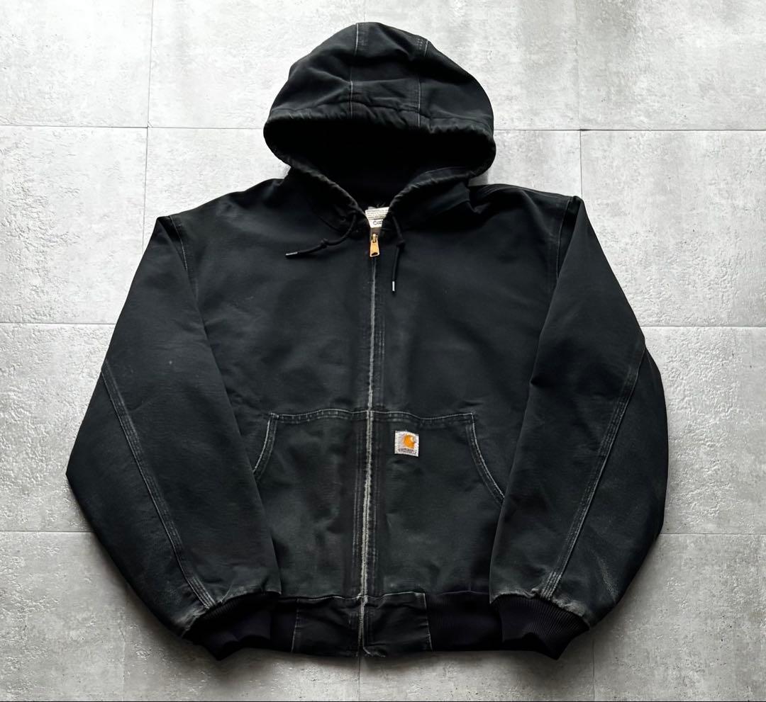 USA製　カーハート　アクティブジャケット ブラック　良フェード　Lサイズ