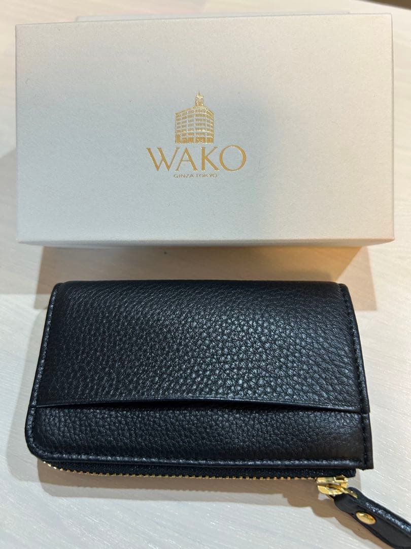 WAKO 銀座和光　ブラック 小銭入れ（キーチェーン付き）