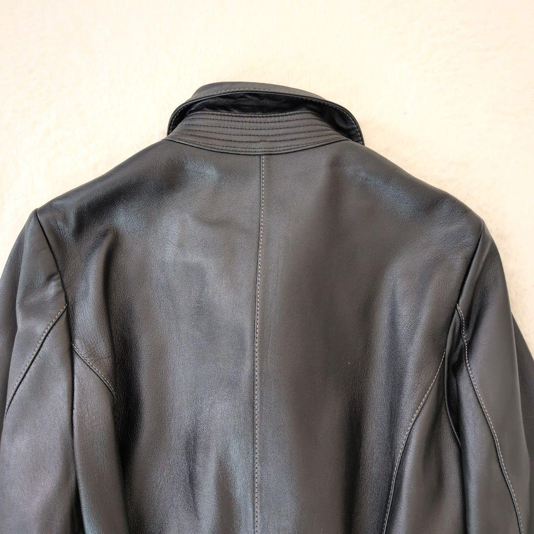 23区✩大きいサイズ✩ラムレザー100%✩ベルテッドコート✩ダブル✩48号