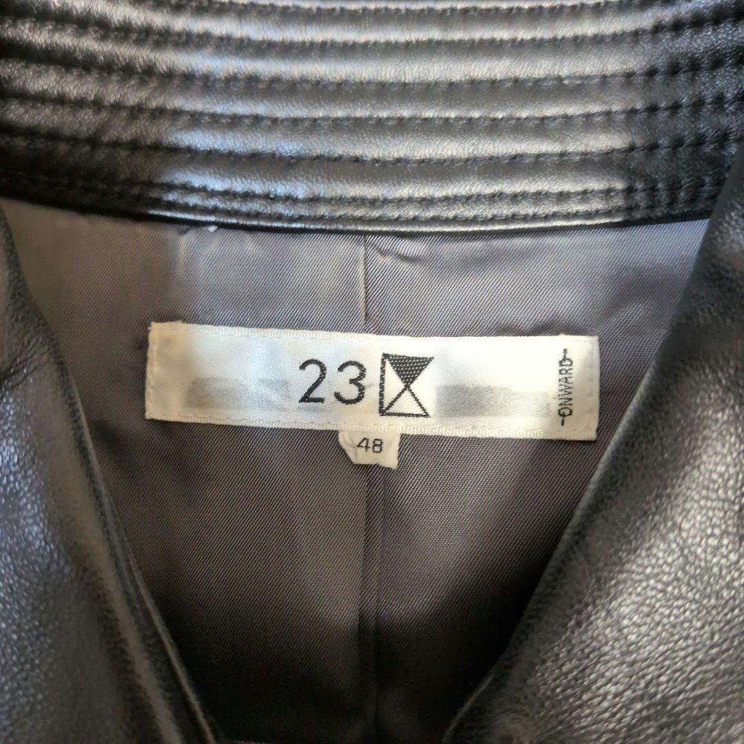 23区✩大きいサイズ✩ラムレザー100%✩ベルテッドコート✩ダブル✩48号