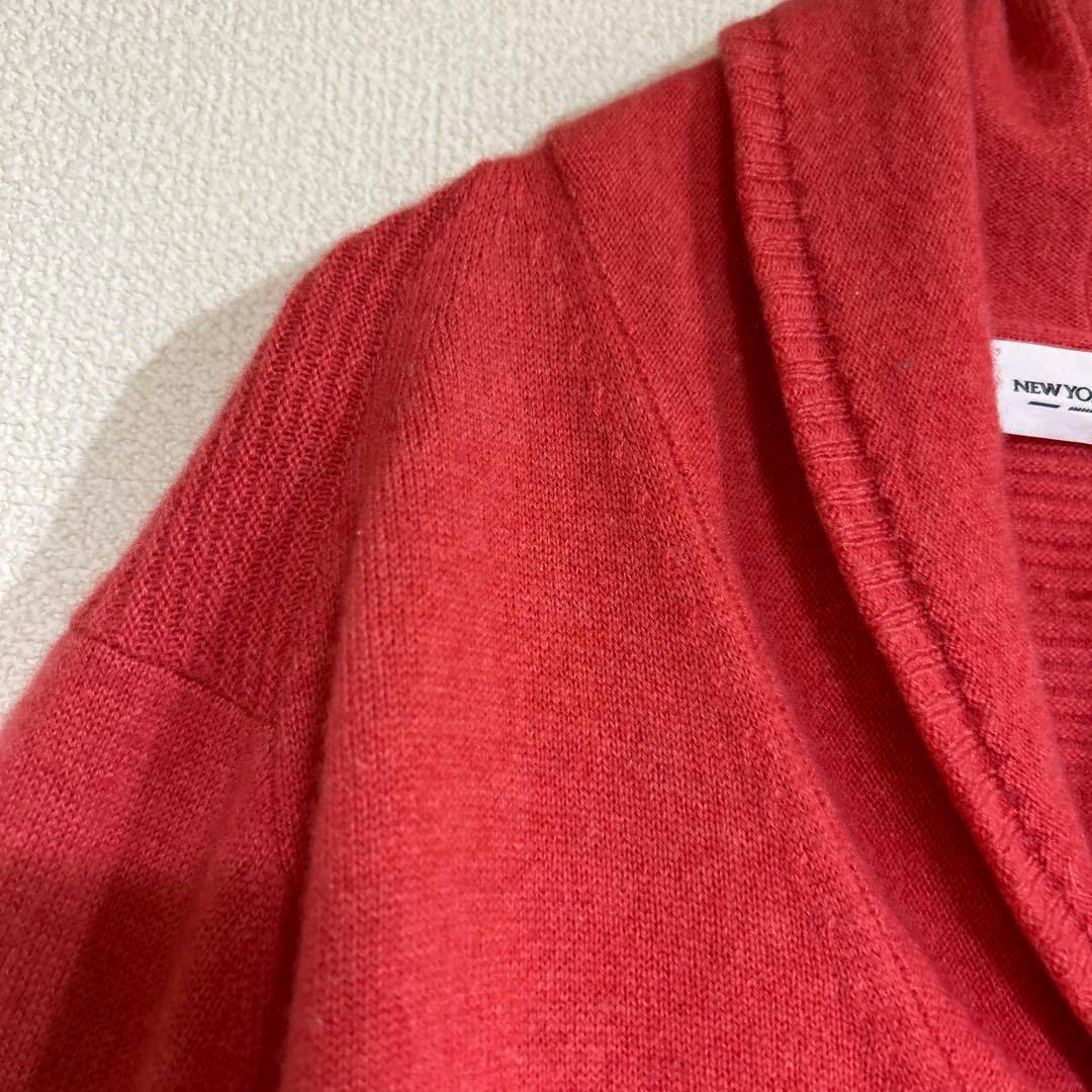 カシミヤ100✨NEWYORKERBLUE レッド カーディガン【M】新品