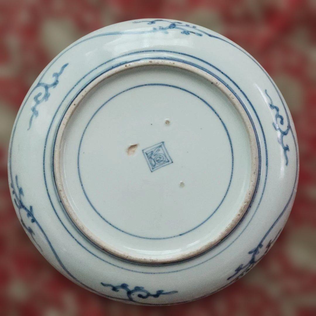 古伊万里 花唐草窓絵　皿　角福 江戸期