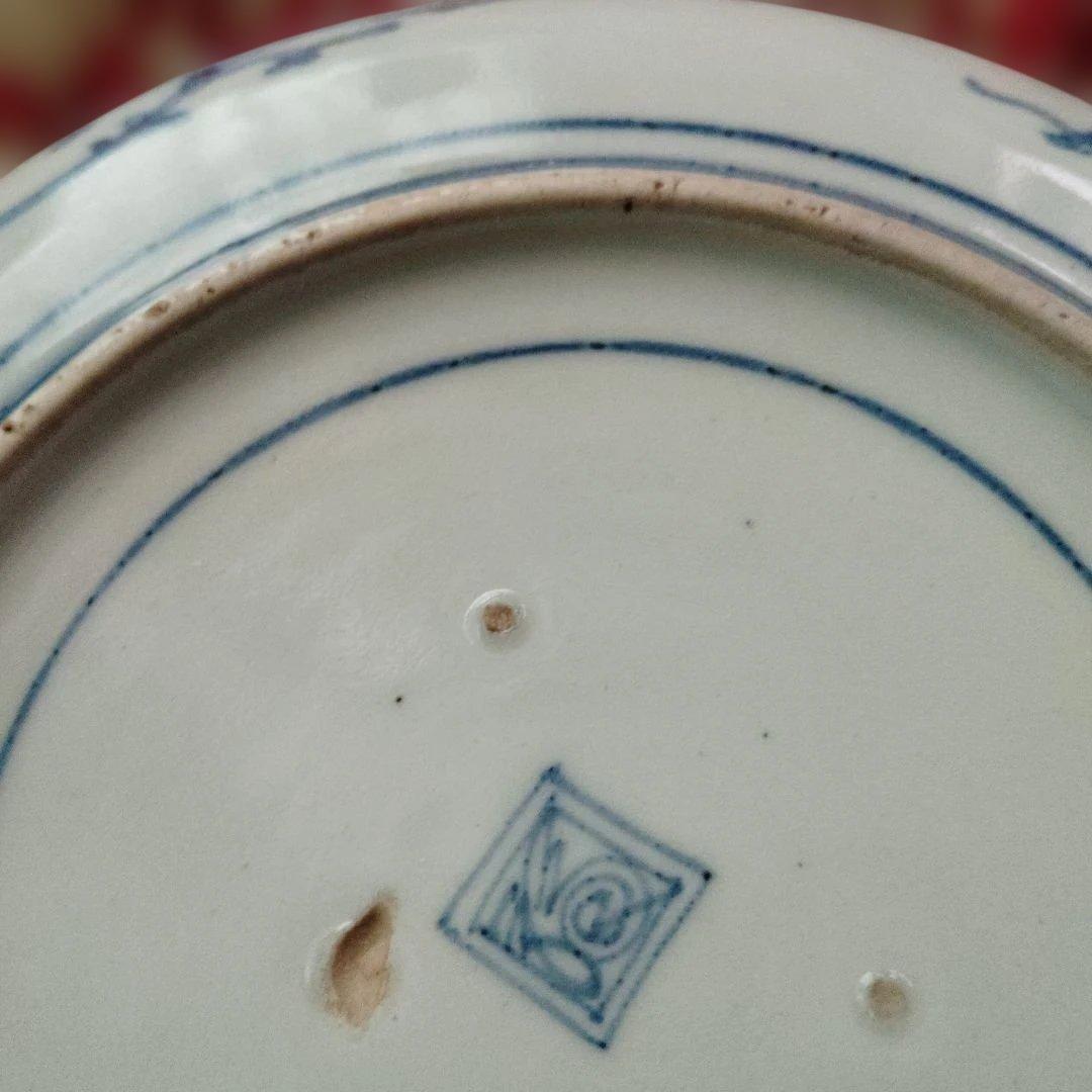 古伊万里 花唐草窓絵　皿　角福 江戸期
