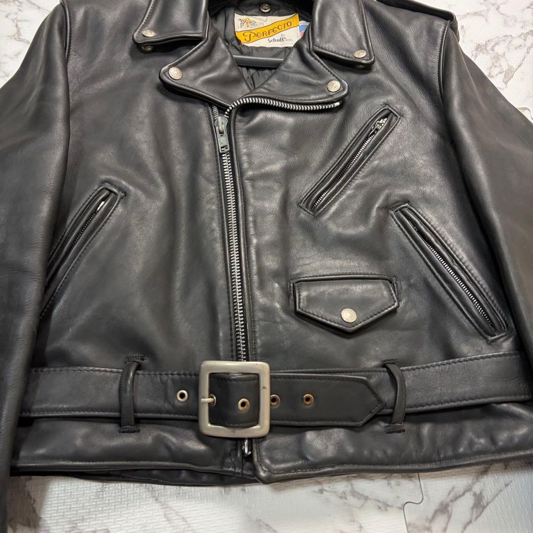 奇跡の42size✨schott ダブルライダース 618 黒 牛革 本革