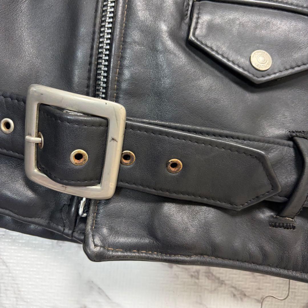 奇跡の42size✨schott ダブルライダース 618 黒 牛革 本革