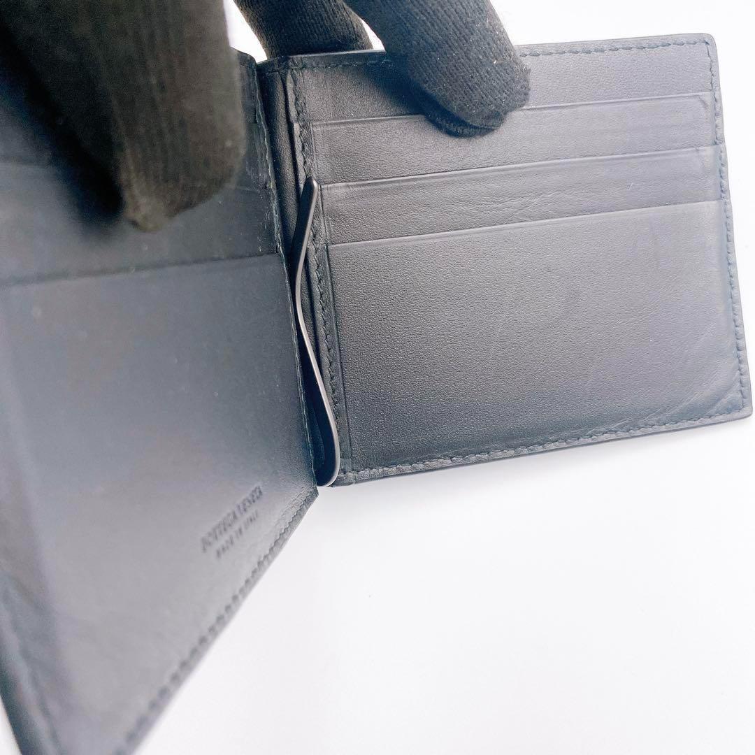 ボッテガ ヴェネタ イントレチャート 二つ折り財布 マネークリップ ブラック