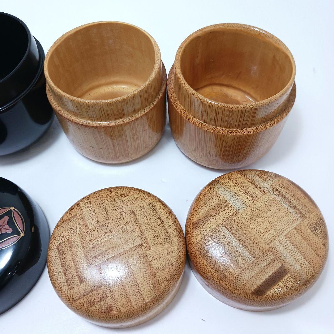 Y3122-102 茶道具 蒔絵 独楽塗 竹製等 棗6点セット 　ひ