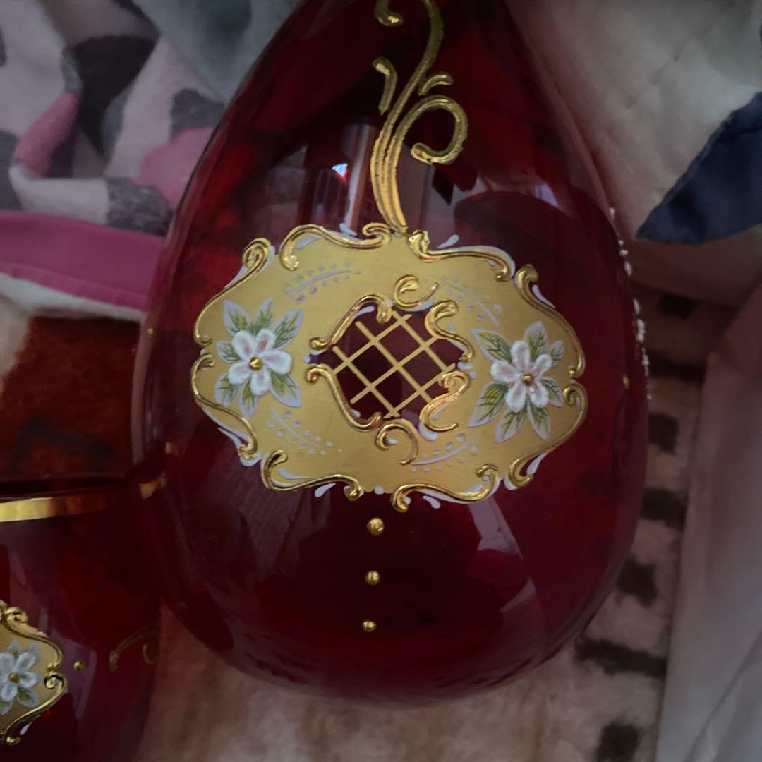 ベネチアンガラス ムラーノ エッチングミラートレイムラーノガラス水差しデキャンタ