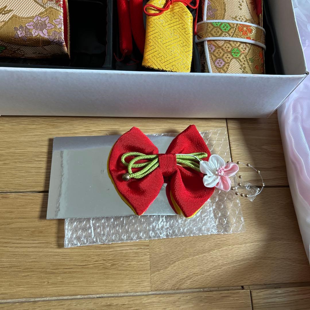 七五三　七歳　着物フルセット　紫　帯　小物一式　草履