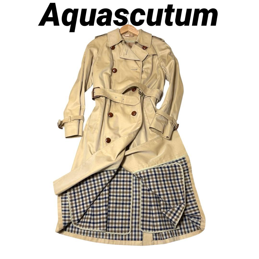 美品　Aquascutum トレンチコート ベージュ　ライナー付き Aライン