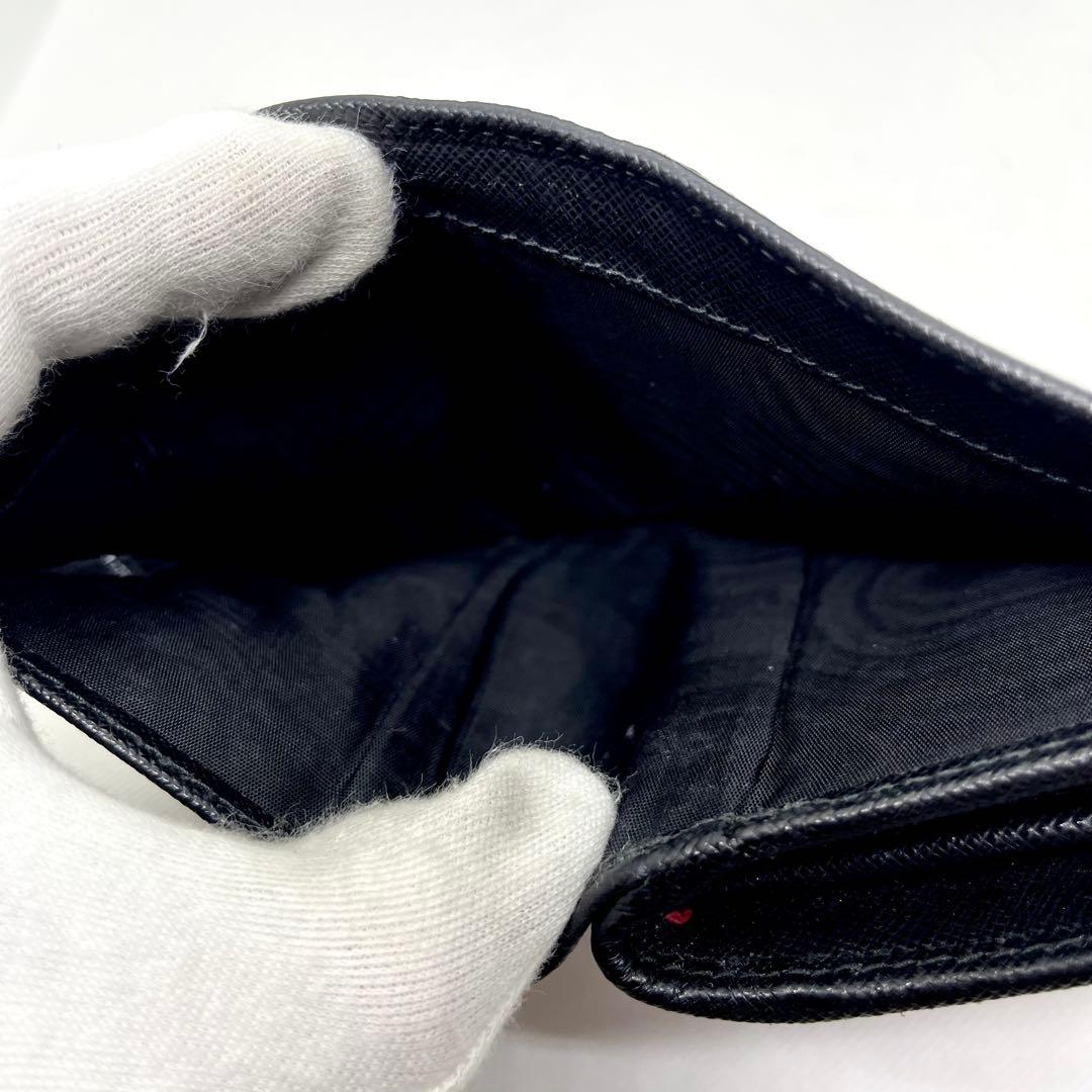 極美品/現行✨プラダ 二つ折り財布 メタルロゴ サフィアーノ L字ファスナー