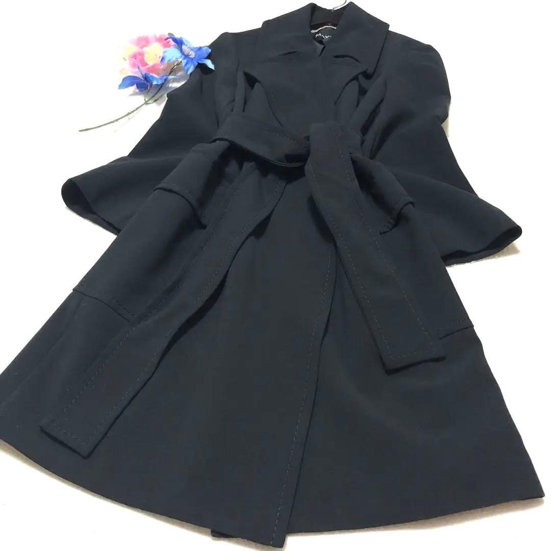 極美品　マックス&コー　ロングコート　ベルテッドコート　黒　42