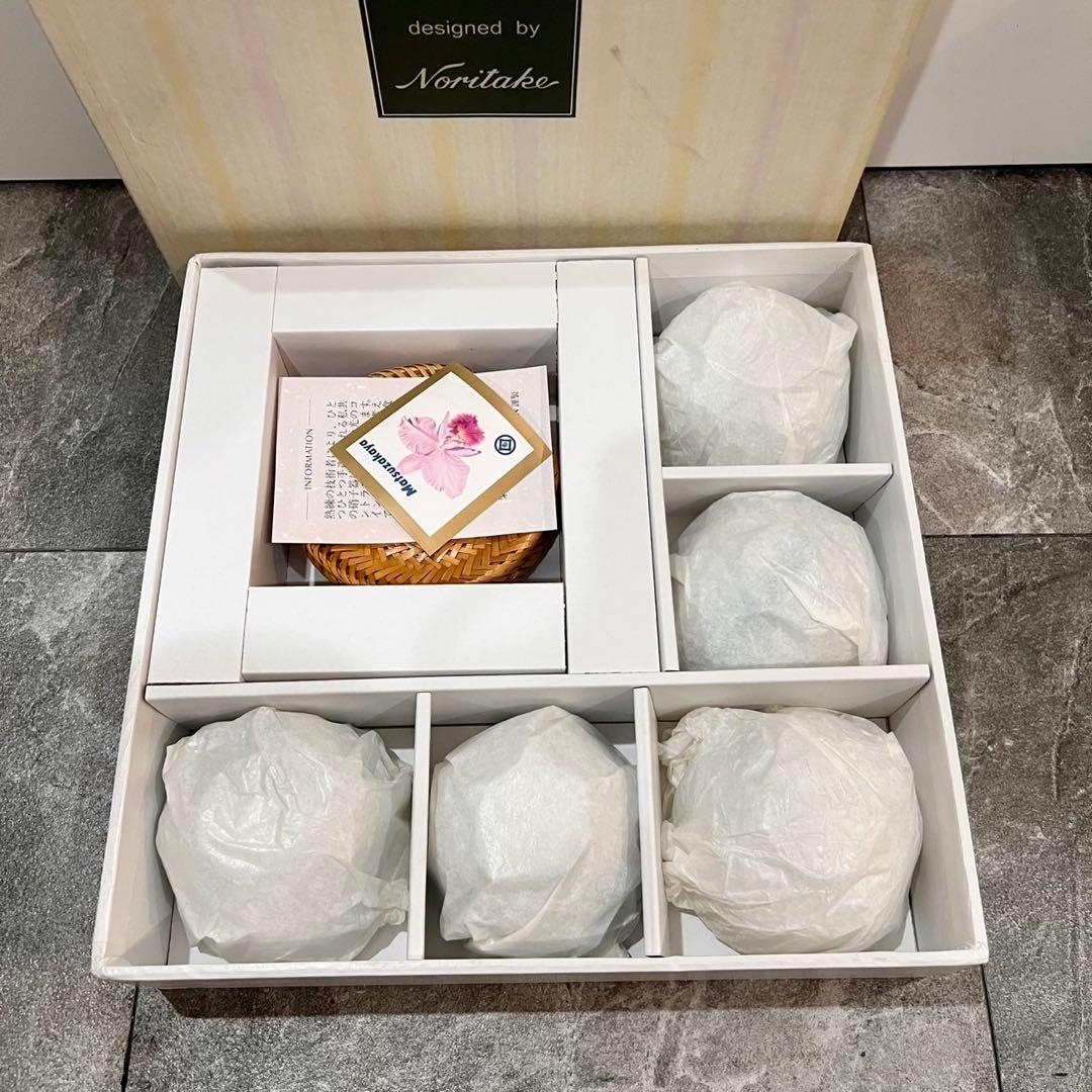 未使用品★ノリタケ 冷茶湯呑み 茶托付き5客セット