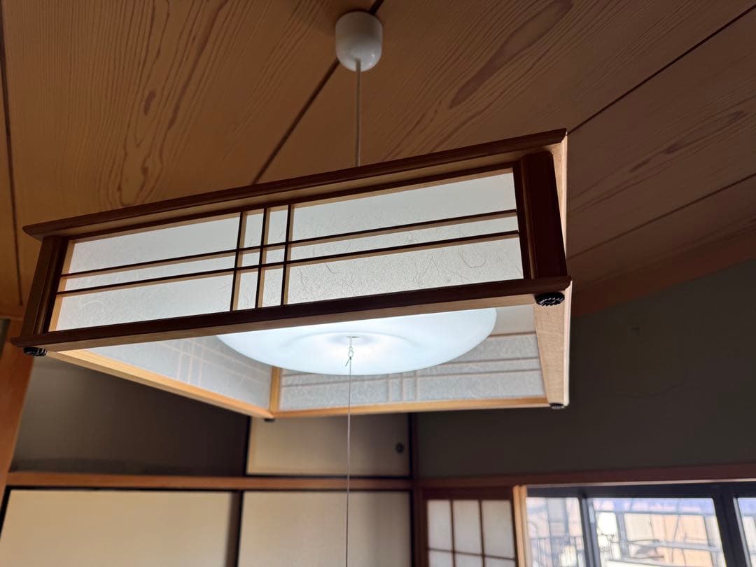 和風木製　シーリングライト　天井照明　3個