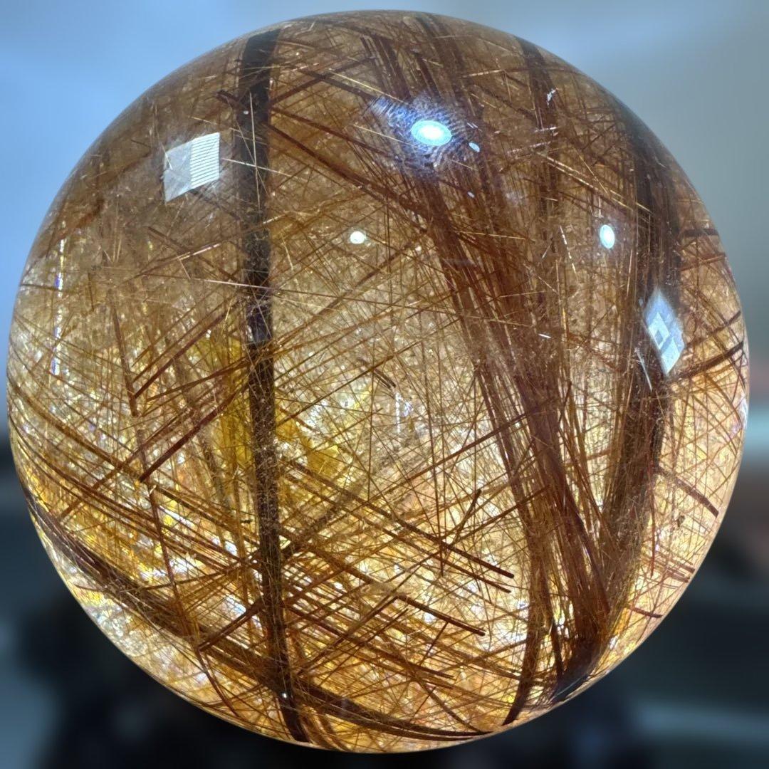 超希少 高透明 コッパールチル9cm 1kg 銅針密 天然水晶 スフィア