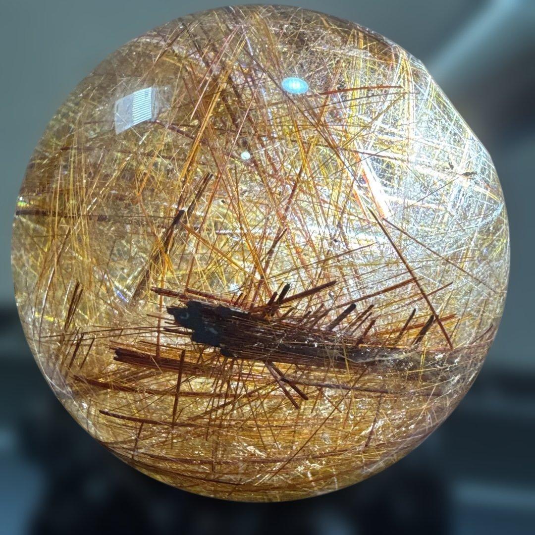 超希少 高透明 コッパールチル9cm 1kg 銅針密 天然水晶 スフィア