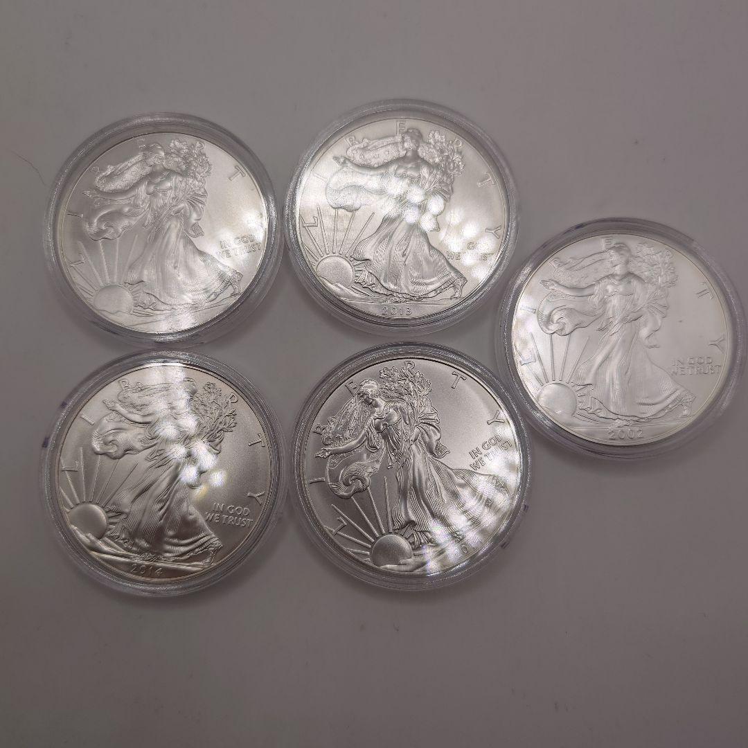 2014年 2013年 2002年 ウォーキングリバティ銀貨 5枚 ka2901