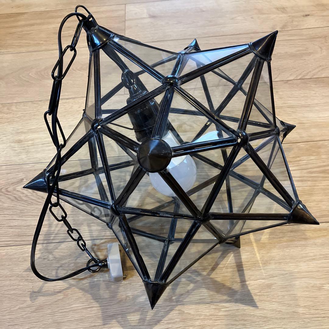 激レア　美品　ガラスシーリングライト　スター　星　ステンドグラス　e26 レトロ