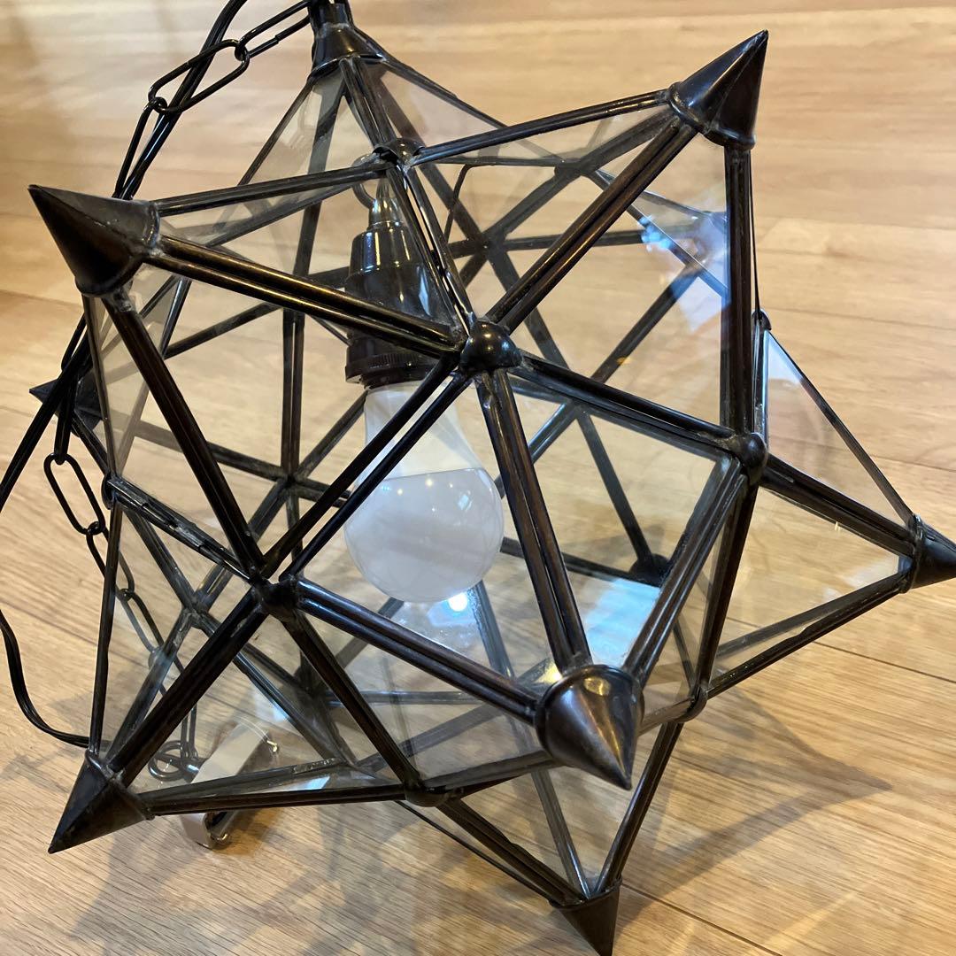 激レア　美品　ガラスシーリングライト　スター　星　ステンドグラス　e26 レトロ